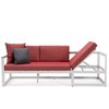 Leisuremod Chelsea White Sectional With Adjustable Headrest & Coffee Table With Red Two Tone Cushions CSLW-80R-BU